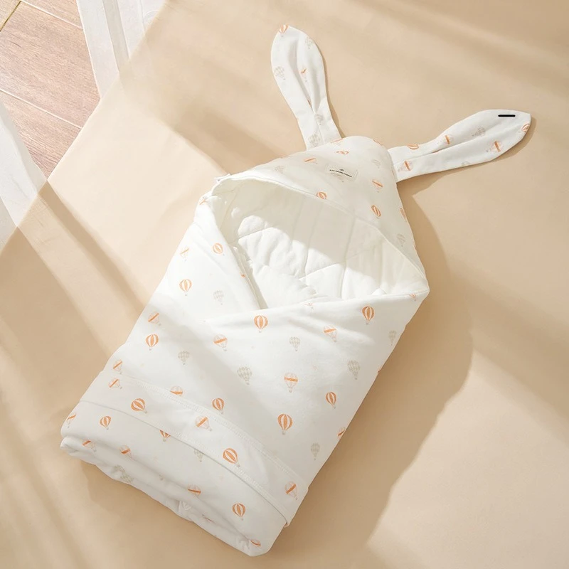 

Высококачественное хлопковое одеяло-пеленка для новорожденных с милыми ушками кролика, для роддома, очень мягкое, термо, для укачивания, новинка