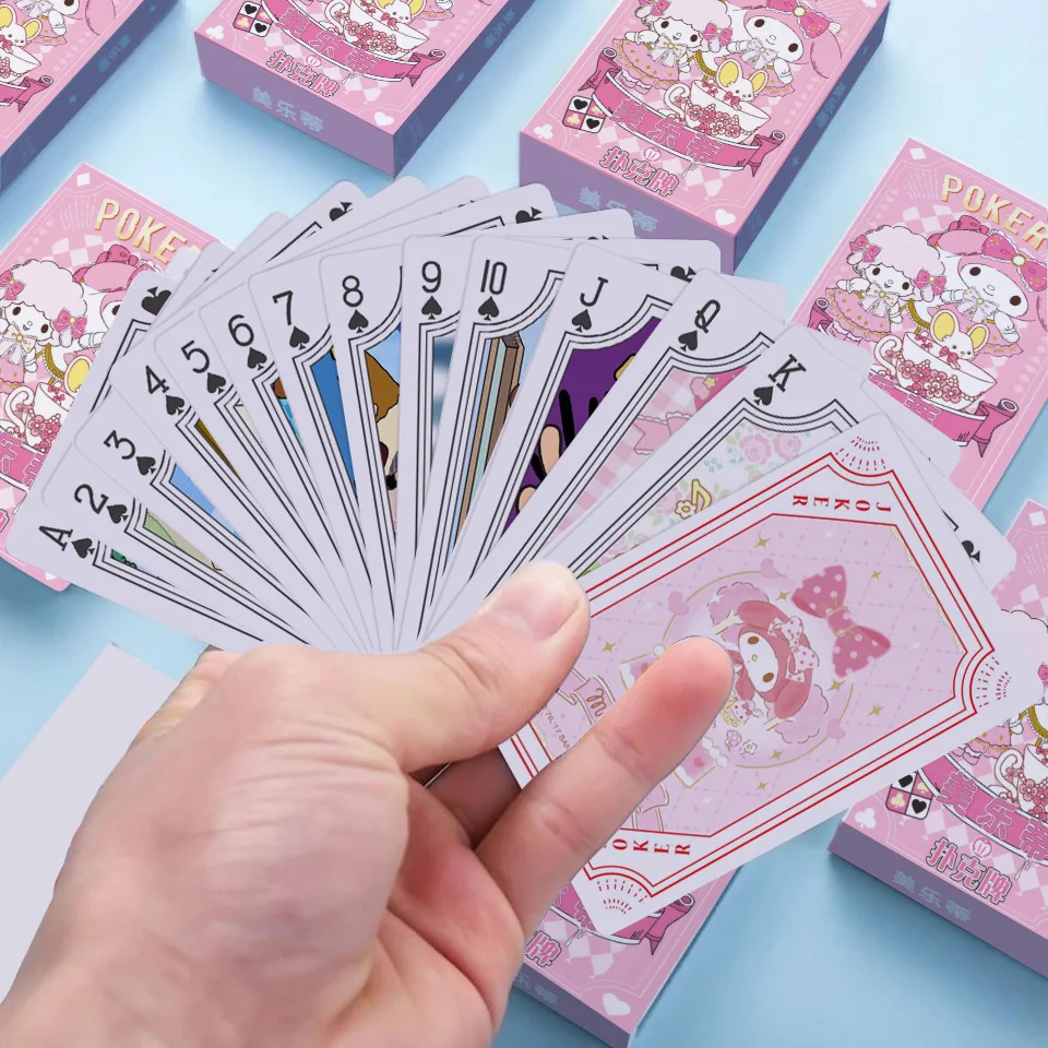 Sanrio Playing Card Kawaii Anime Cartoon Kuromi Hello Kitty Melody Cinnamoroll Print Playing Entertainmen Card Toy Kids Gifts