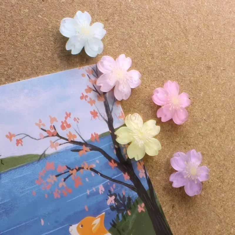 10pcs Spring Warmth Cherry Blossoms Open Crystal Push Pin Creative Decoration Plastic Big Head Cork Felt