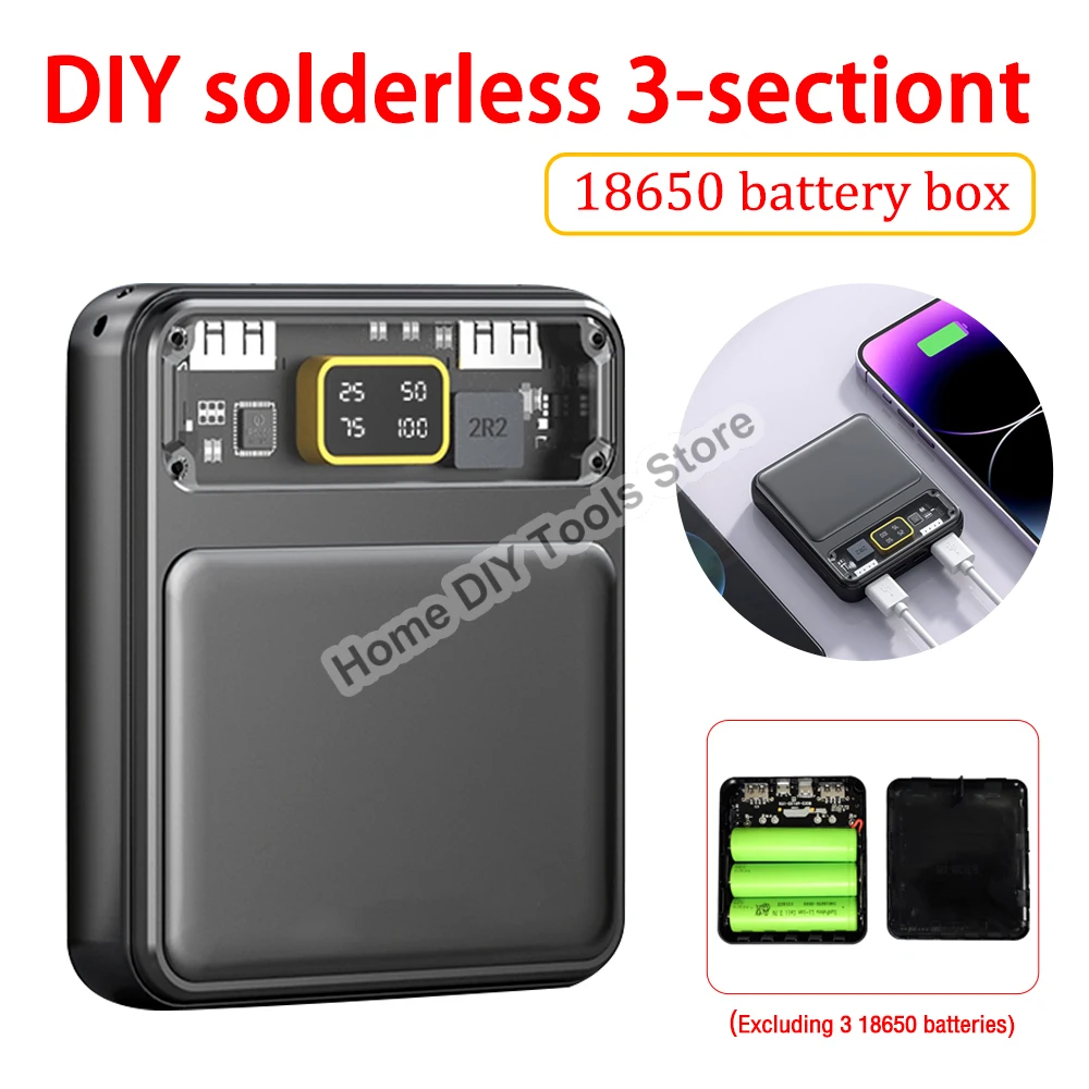 DIY 3 Slots 18650 Power Bank Housing DC 5V/2A Battery Storage Boxes USB MICRO TYPE-C Digital Battery Cases Holder Welding Free