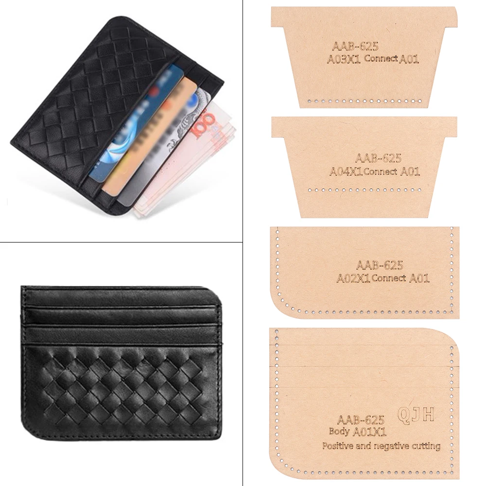 DIY Wallet Stencils, Kraft Paper Templates of Making Leather Multi-Slot Card Bag & Coin Purse Mold