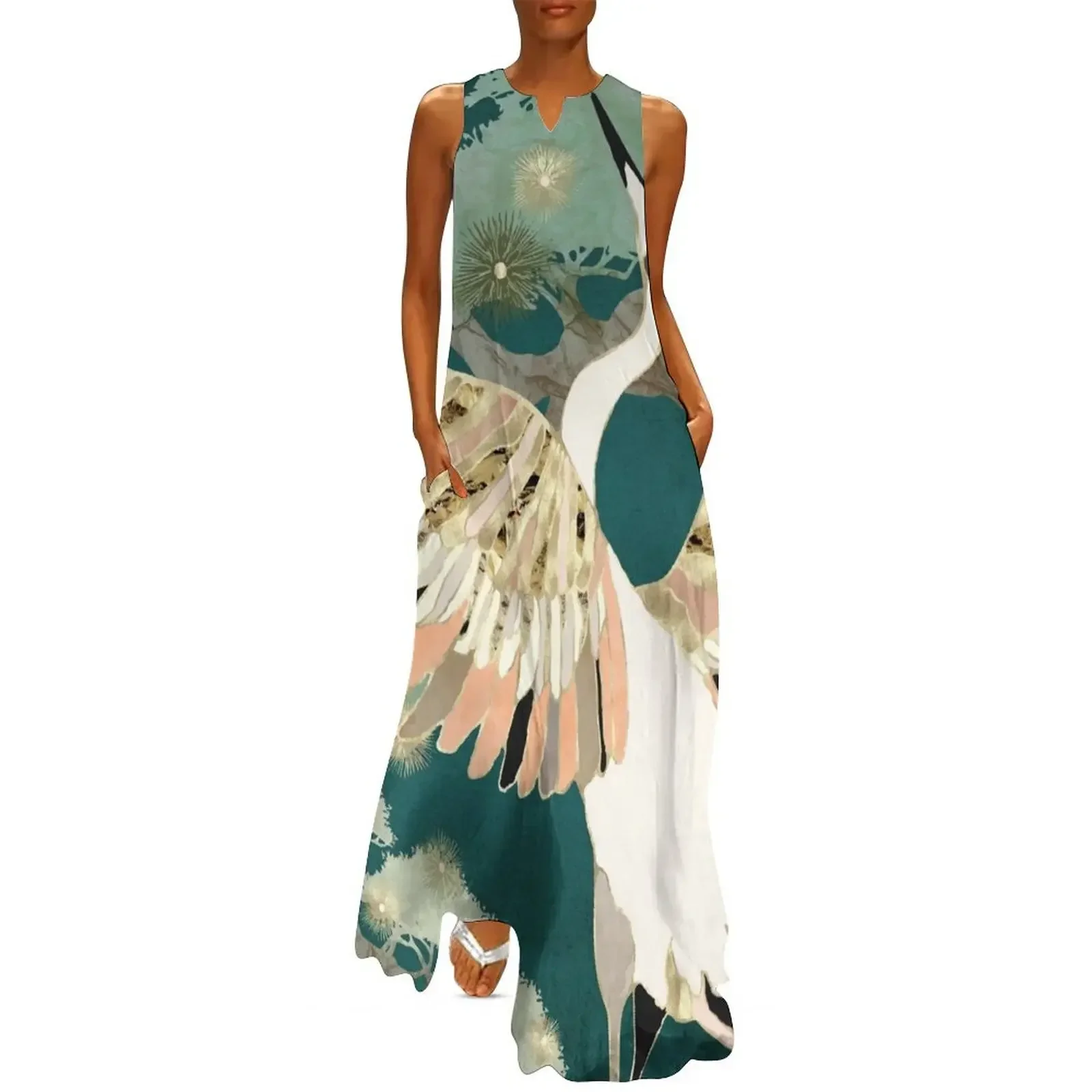 

Golden Crane Long Dress prom clothes cocktail dresses Woman fashion Dress