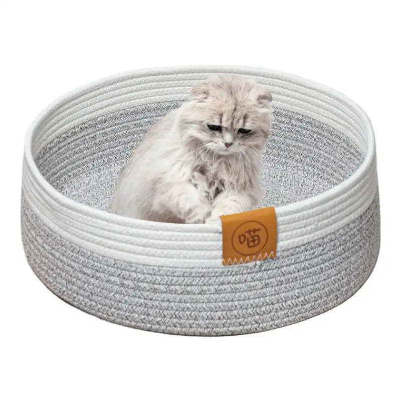 Cat Basket Bed Pet Cotton Sleeping Scratcher Nest Indoor Cats Scratching Board Mat Cotton Rope Pet Mat Basket for Sleeping