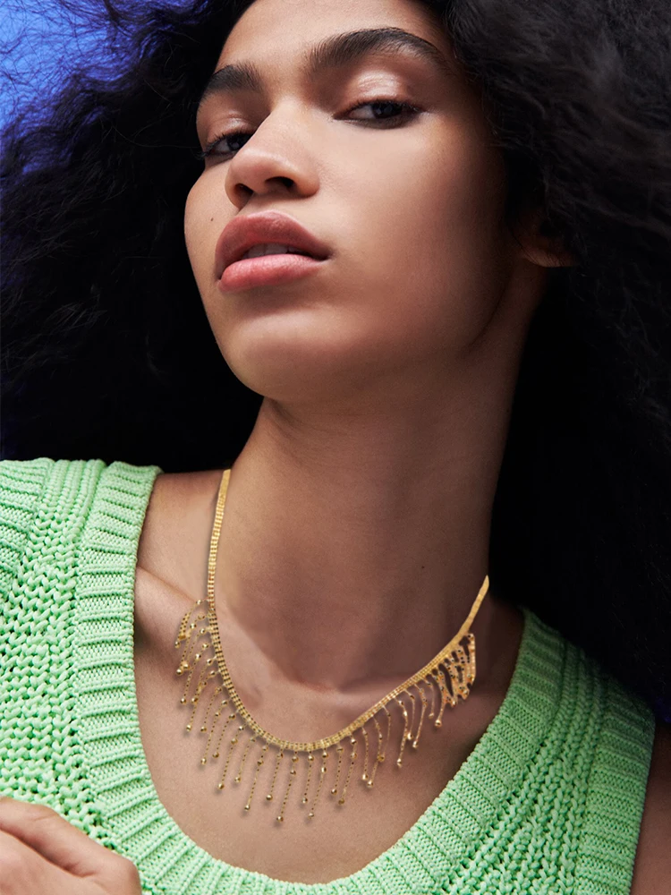 

﻿1Pcs Tassel Pendant Necklace Retro Geometric Tassel Collarbone Chain Charming Elegant Women's Daily Dating Party Jewelry