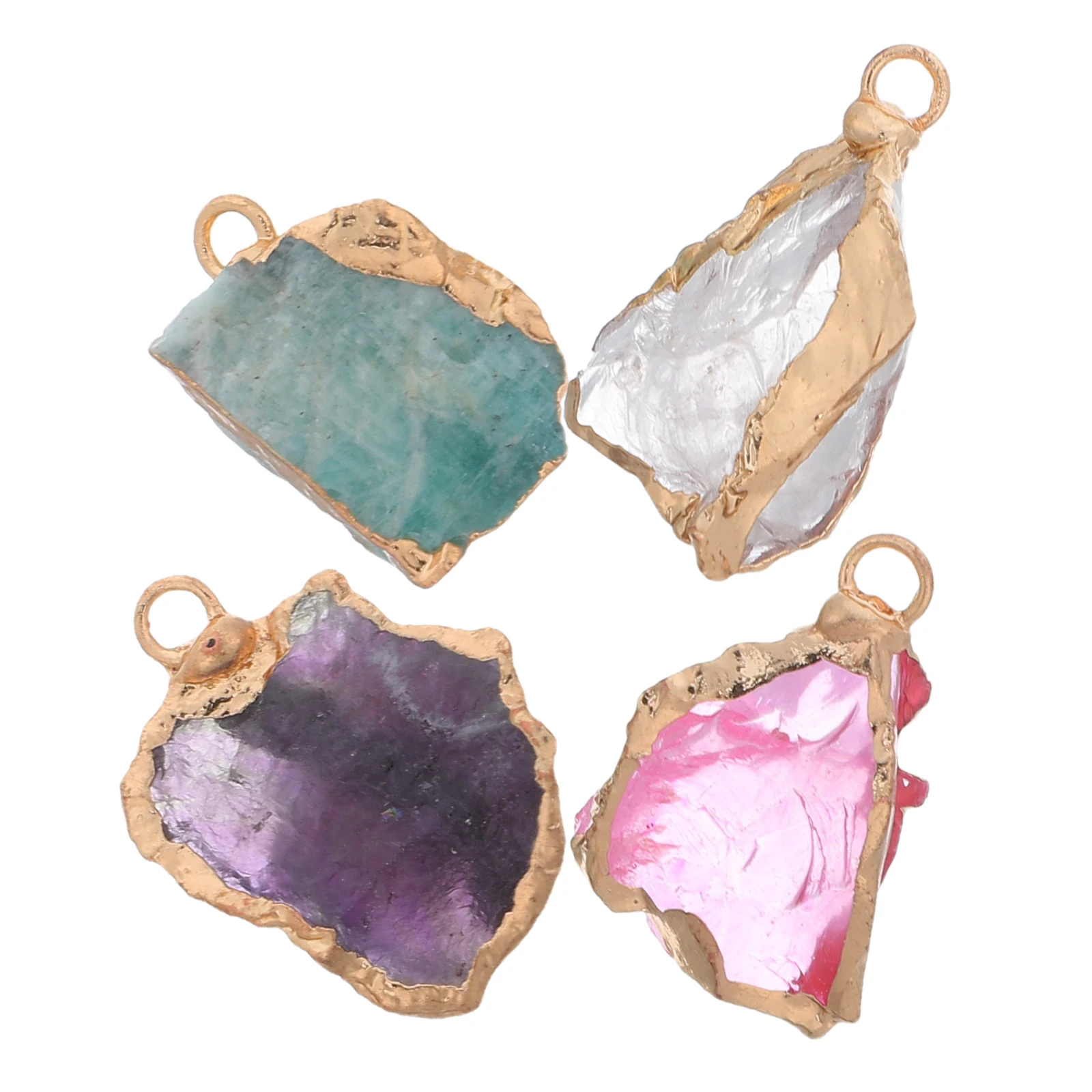 

4pcs Crystal Pendant Irregular Shape Quartz Agate Necklace Making Supplies Natural Stone Charms for Jewelry Crafting