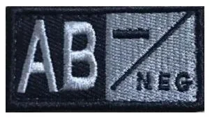 Black White Blood Types Embroidery Patch A+ B- O Positive Negative Blood Sign Hook&loop Label Stickers for Military Uniforms DIY