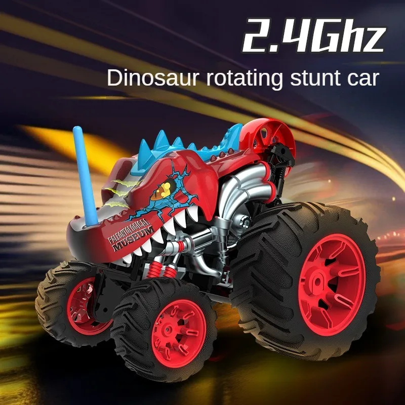 

2.4G five-wheeled dinosaur Bigfoot remote control stunt car 360 degree single-wheeled remote control car children's toy car