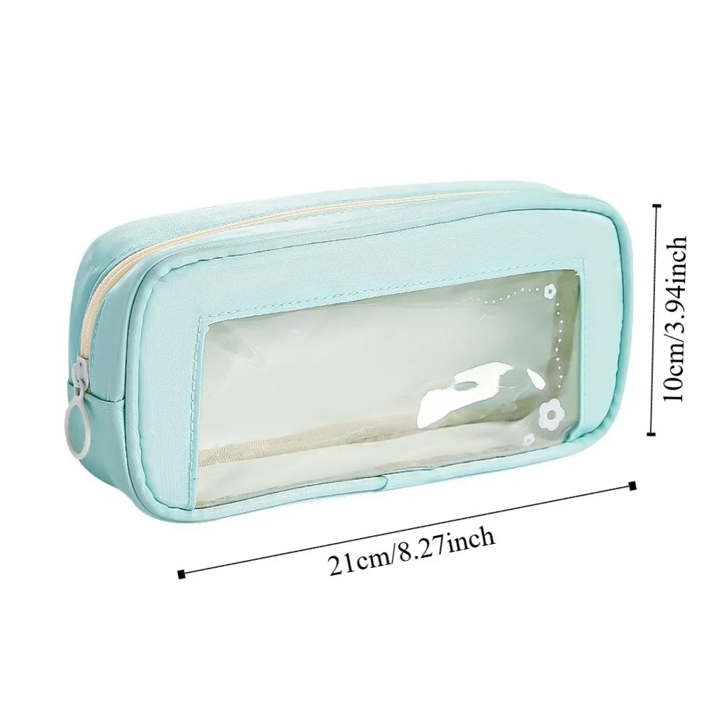 PVC Y2K Stationery Bag Flower Desktop Storage Korean Style Pencil Case Large Capacity Cosmetics Card Pen Cloth PVC Pencil Pouch