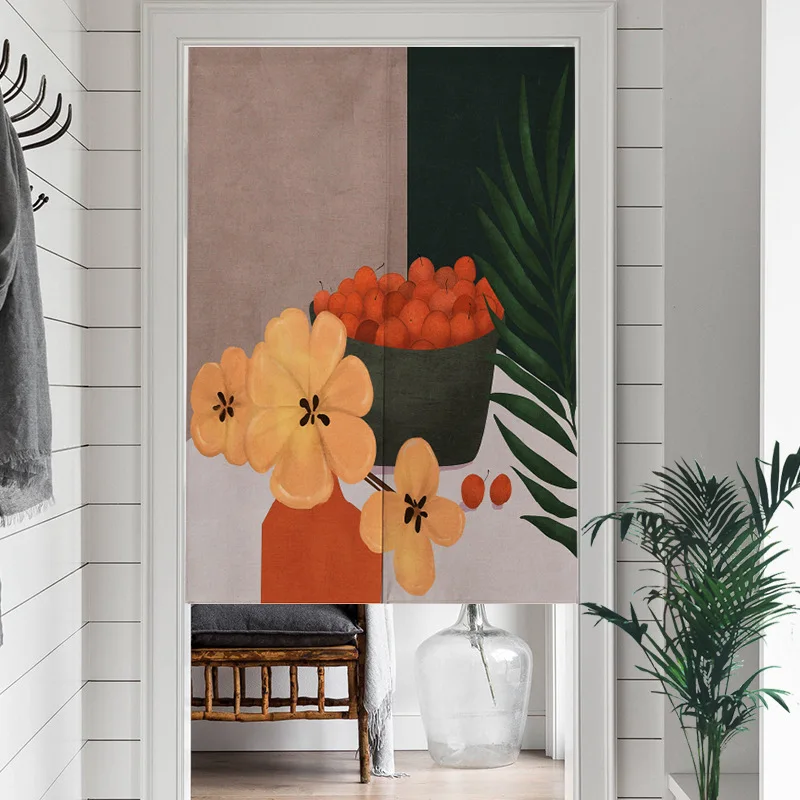 Nordic fabric changing room Curtain Privacy Partition Doorway Curtains Kitchen Entrance Noren Linen Hanging Half-curtain