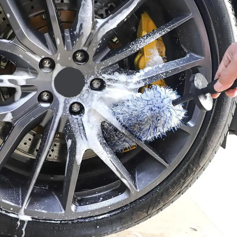 Car Wheel Brush Wheel Rim Brush Car Tire Brush Wheel Brush Set for Car Detailing Microfiber Car WashTruck Wheels Detailing Brush