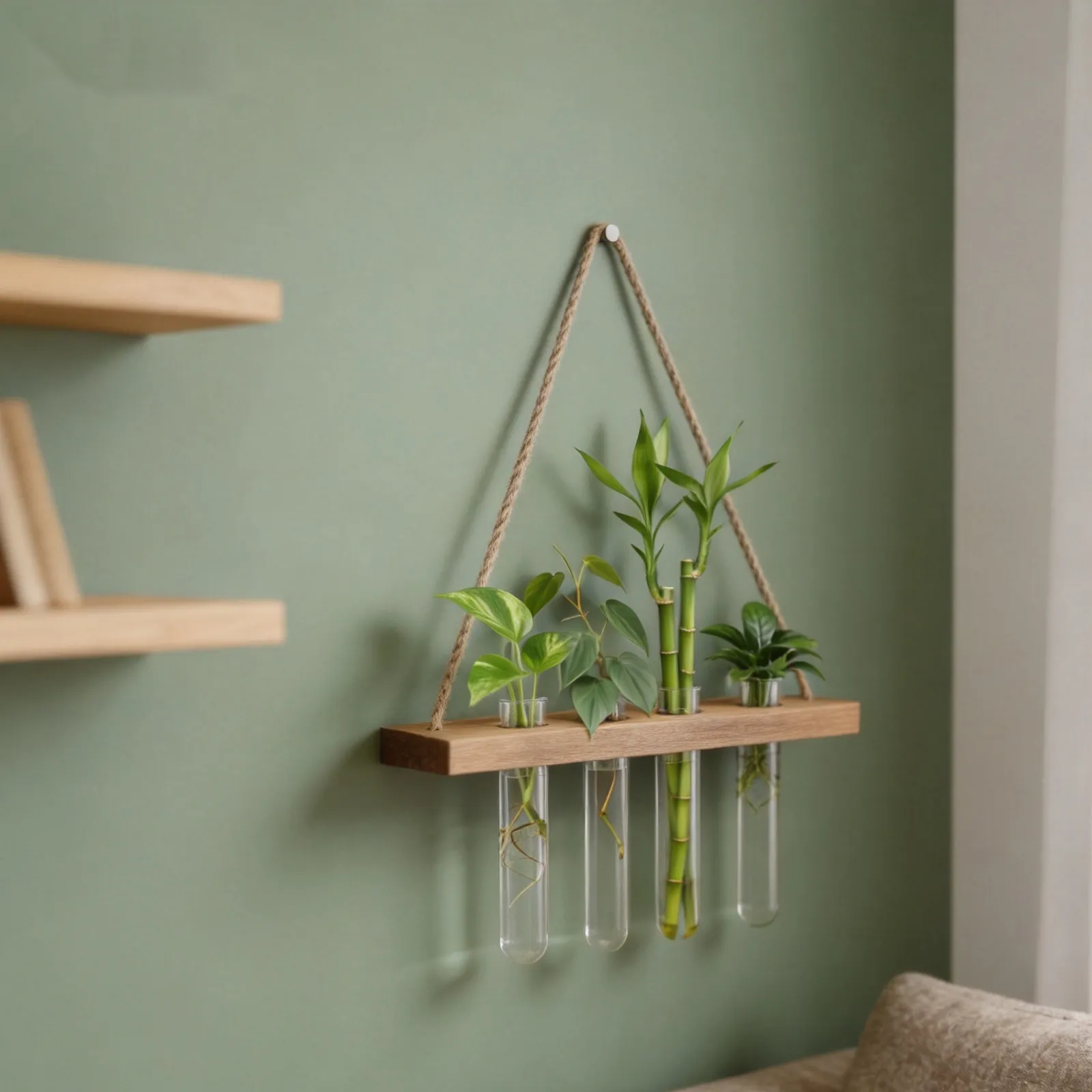 Wood Stand Plant Propagation Station Glass Test Tube Vase Holder Rustic Wooden Base Hydroponic Flower Display Rack Minimalist