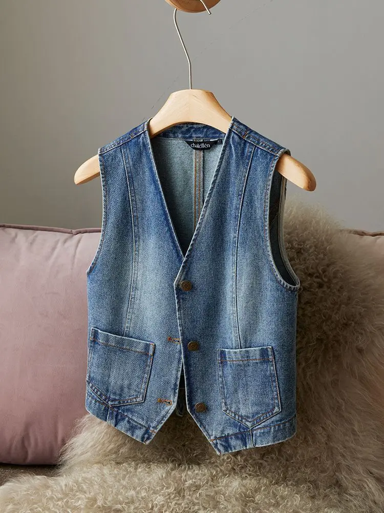 

Fashion Denim Vest Women 2025 New Spring and Autumn Sleeveless Versatile Temperament Design Sense Niche Vest Summer