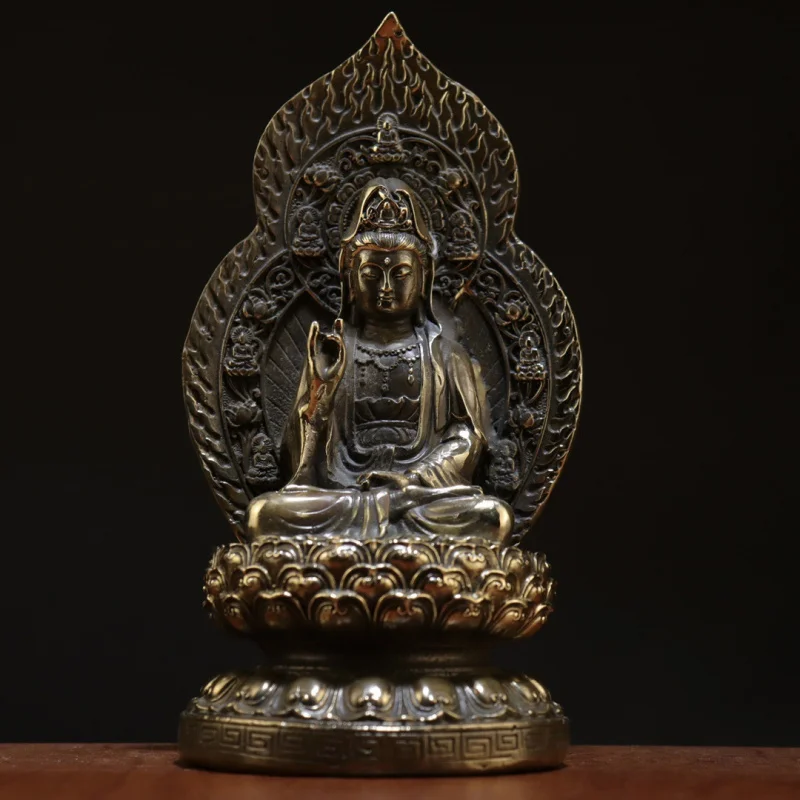 

Brass Statue with Halo, Four Buddhas, Guanyin, Ksitigarbha, Maitreya Buddha, Home Decorative Craft Ornament