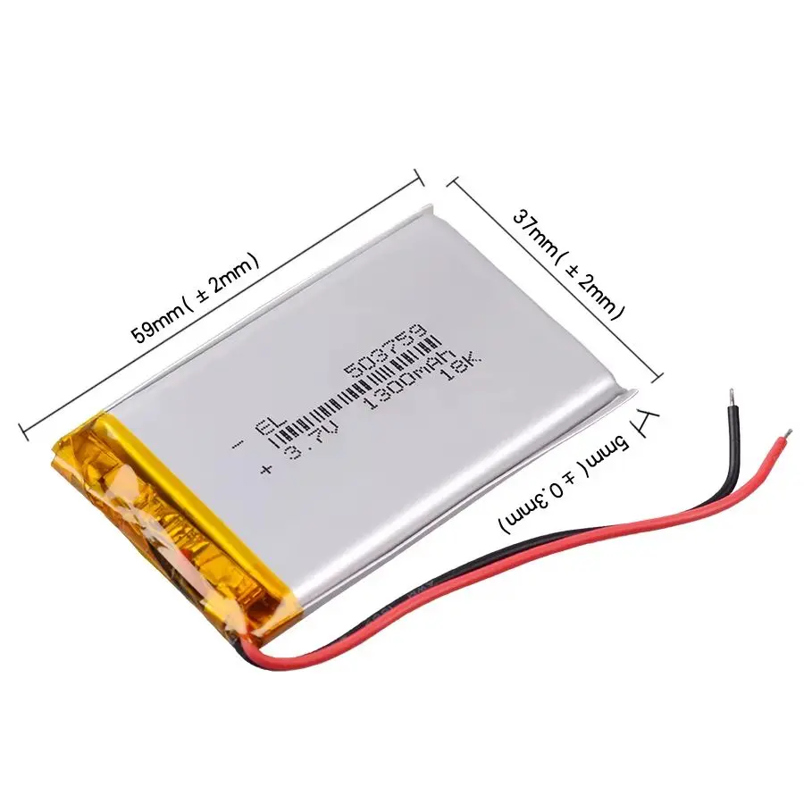 503759   3.7 فولت 1300 مللي أمبير 303759 403759 603759 703759 803759 903759 103759   بطارية ليثيوم أيون بوليمر قابلة للشحن