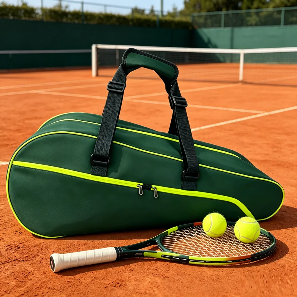 Bolsa de Grande Capacidade para 3-6 Raquetes de Tênis, Bolsa de Badminton, Bolsa de Squash com Compartimento Separado para Sapatos