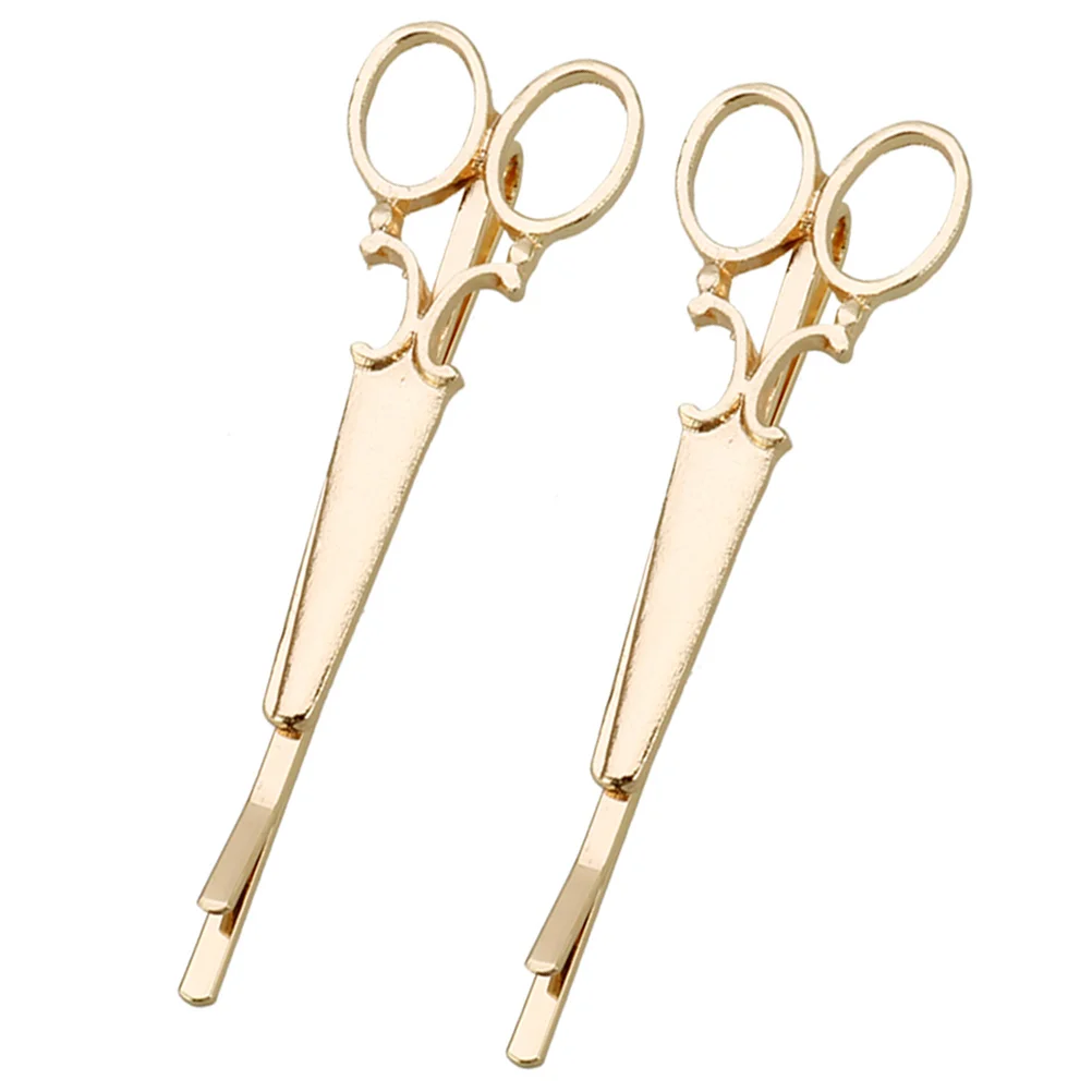 

2 Pcs Scissors Shape Hair Pin Headpiece Clip Alloy Korean Version Hairpin Barrette