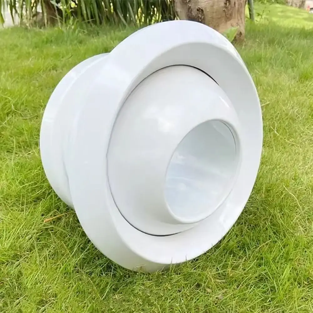 Válvula de saída do sistema de ar circular, bico esférico branco abs, ventilação de ar ajustável 75/100/150/200mm, saída de ventilação central, 1 peça
