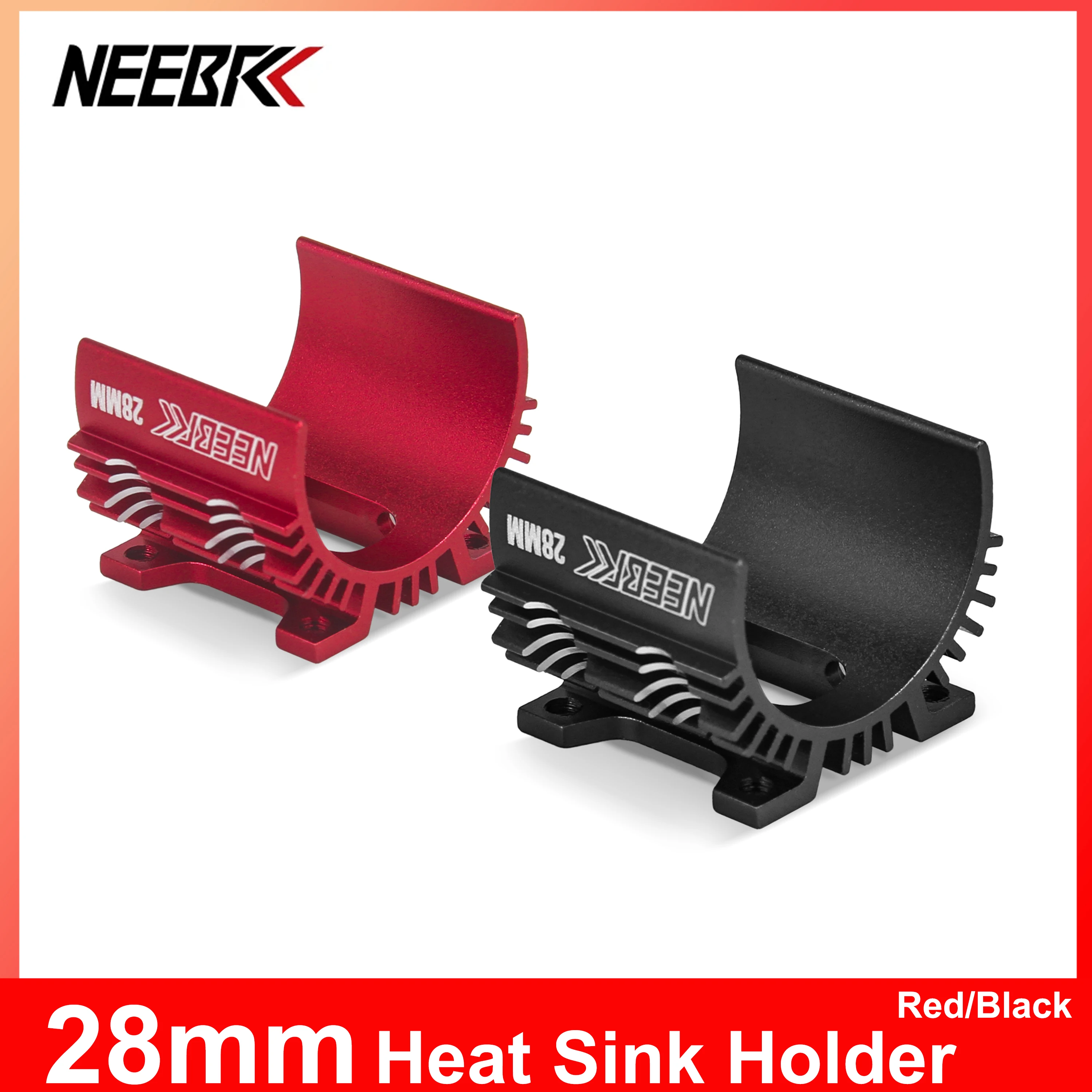 NEEBRC 28mm Heat Sink Holder Red/Black for 1/14 1/16 RC Drift Car Crawler Truck Racing Boat Model Brushless Motor Accessories