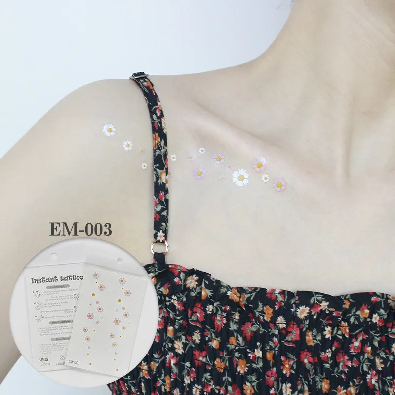 Waterproof Flower Tattoo Stickers Small Daisy Fake Tattoos Paste on Face Arm Leg for Children Men Women Body Art