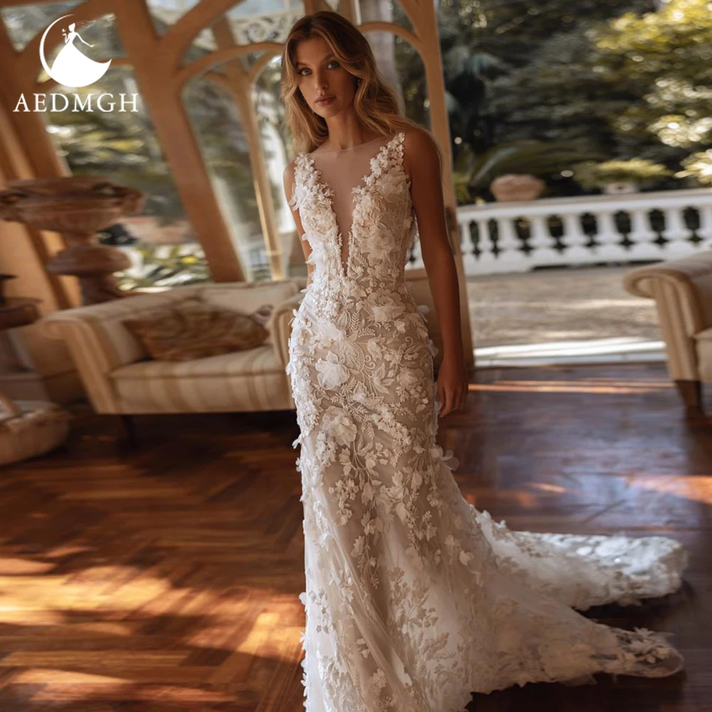 Mermaid Sexy Wedding Dress with Detachable Train