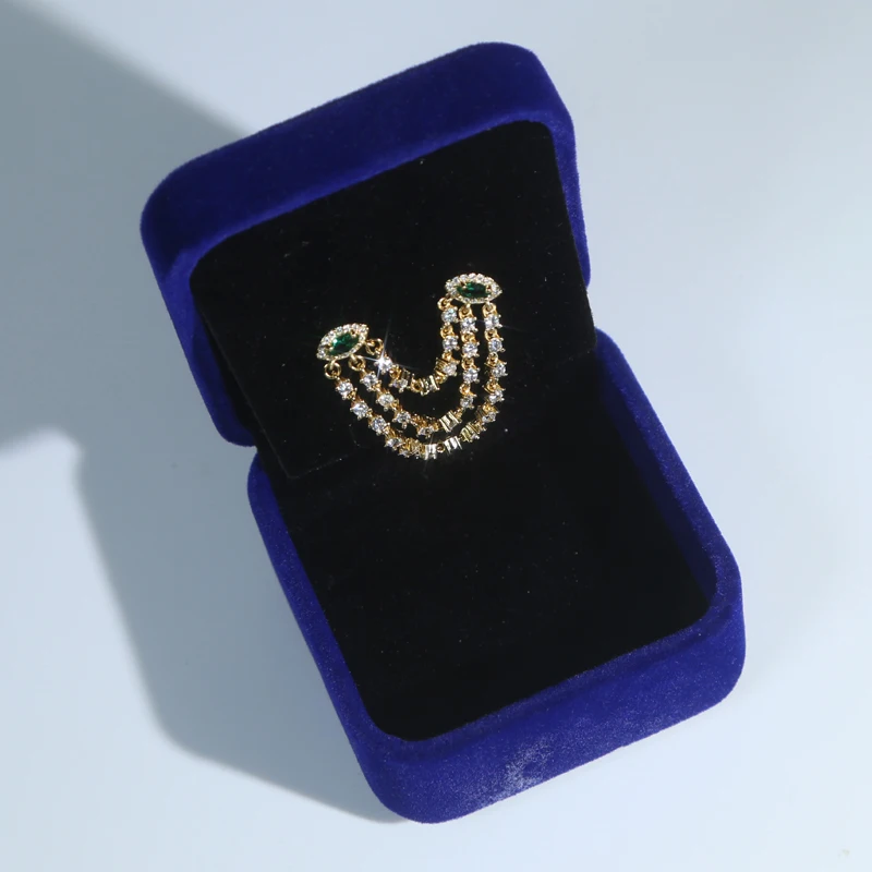 Brincos cz borla duplo piercing para mulheres, mau olhado, dois parafusos, joias femininas elegantes, na moda, verde