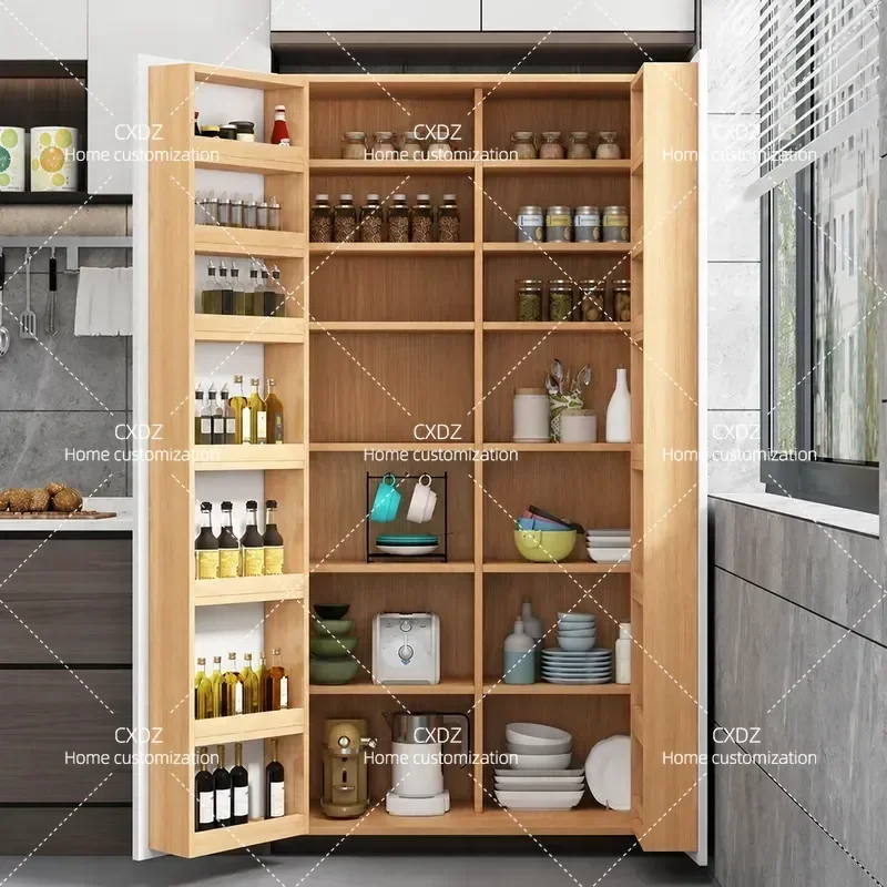Solid Wood Kitchen Side Cabinet Dining Room Wall Storage Unit Living Room Multi Functional Locker Snack Cabinet Thickened