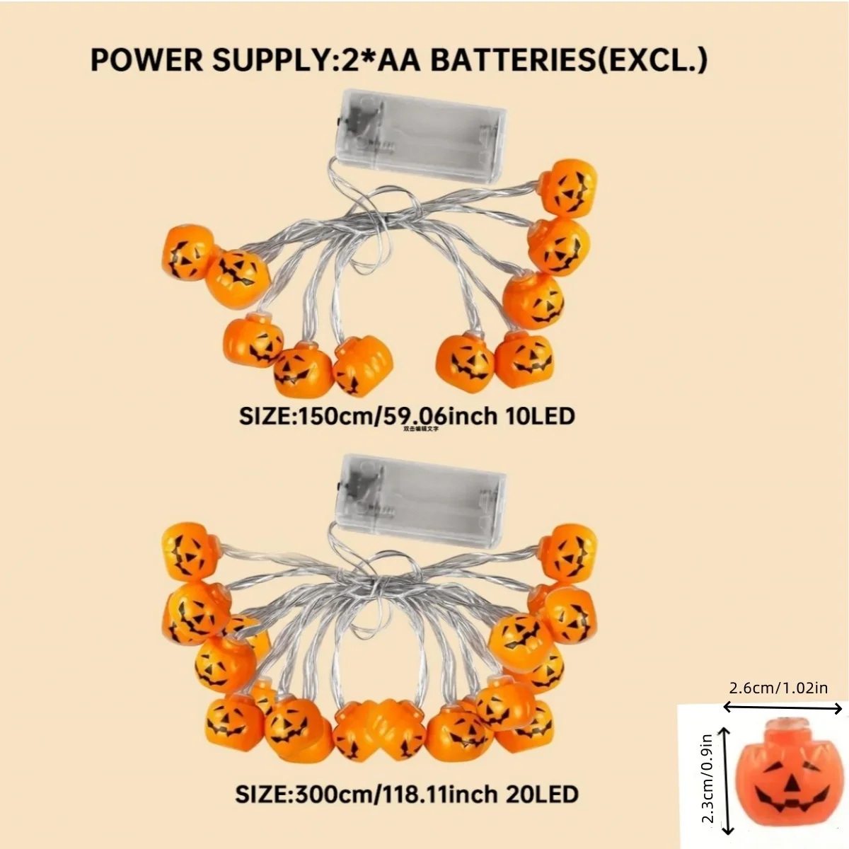 1PC 10/20 LED ハロウィンミニカボチャストリングライト電池式装飾ライト家庭用屋内寝室パーティー装飾