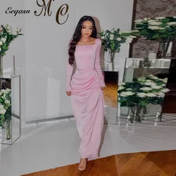 Mermaid Pink Evening Dress Floor Length Long Sleeve Woman Party Dresses Prom Wedding Sharon Happy 2025 Formal Gown Customized