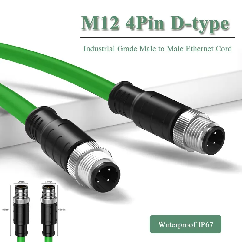 M12 4Pin D-Coding Profinet Ethernet Cord Highly Flexible Coding Communication Line Industrial M12 Male to Male D-type Cable IP67