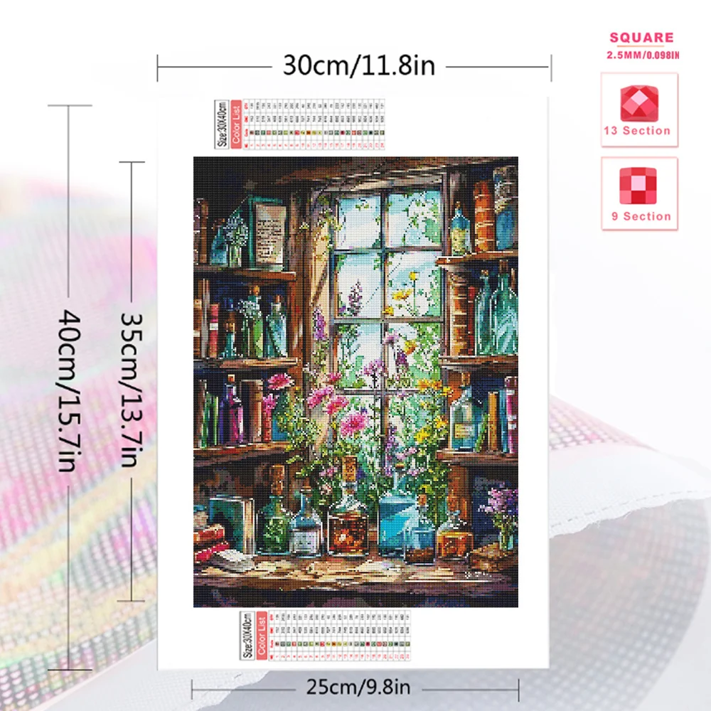 Evershine Diamond Painting Window Landscape New Collection 2025 Diamond Mosaic Flower Scenery Bottle Home Gift