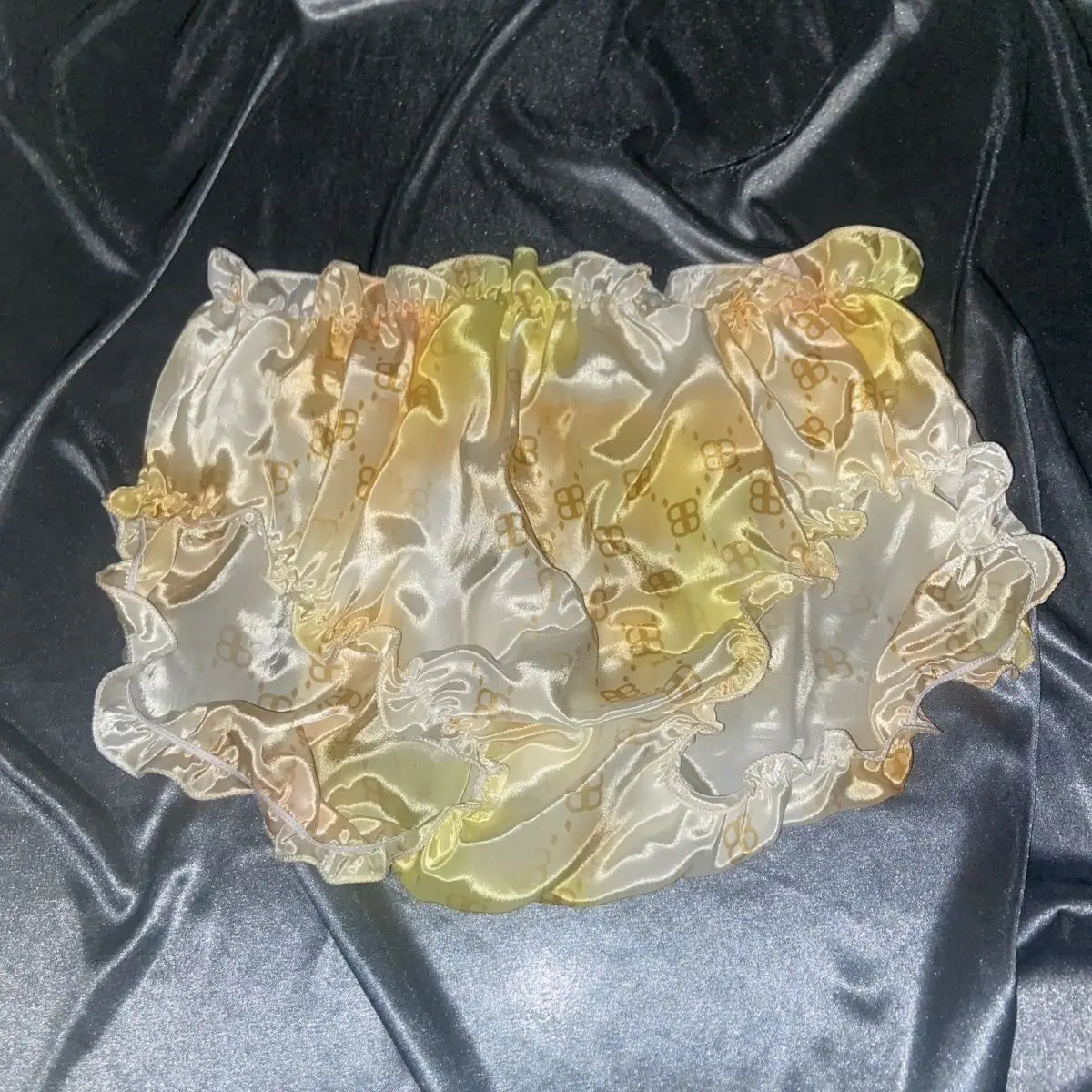 Ropa interior Sexy para parejas masculinas y femeninas, bragas triangulares de seda de doble cara de alto brillo, bragas holgadas fruncidas con estampado de cintura media, regalo BF