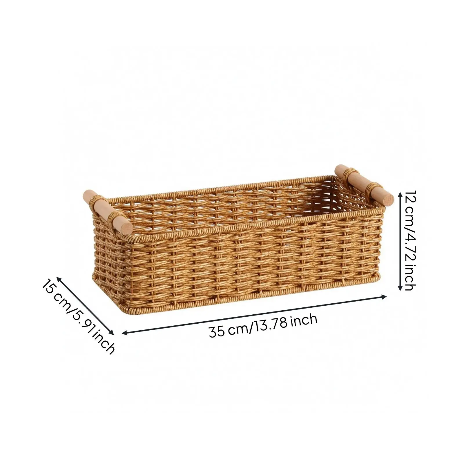Handwoven Storage Basket Side Handles Rattan Storage Basket Tabletop Organizer