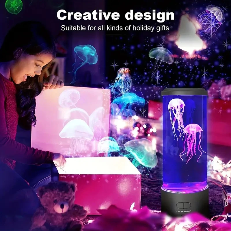 Jellyfish Lava Lamp,7 Dynamic Color Changing Settings, Soft Night Light, Realistic Jellyfish Design for a Relaxing Ambiance