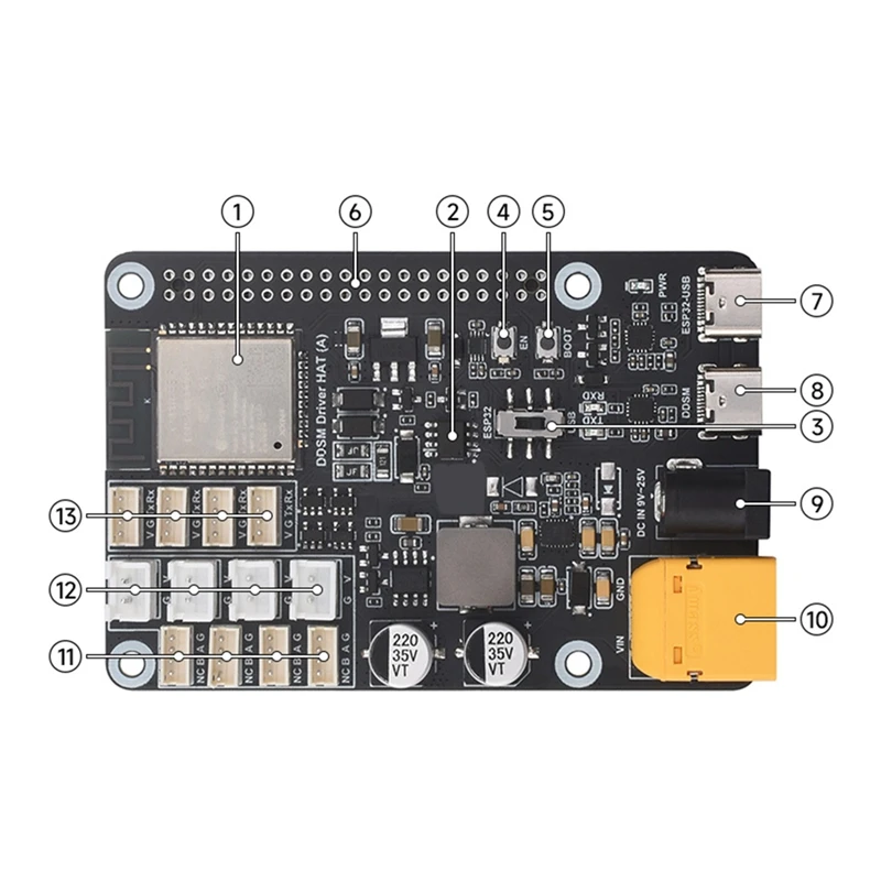 Плата драйвера серводвигателя RISE-Direct Drive, интегральная схема ESP32 и управления, поддержка Wi-Fi 2,4 ГГц