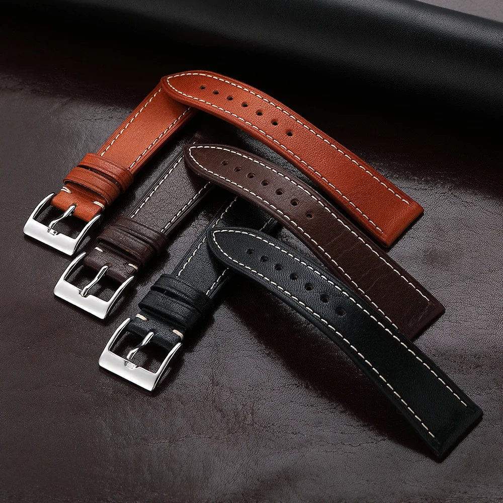 Retro calf leather strap 20mm 22mm Watch band universal smartwatch replacement accessories bracelet UTHAI