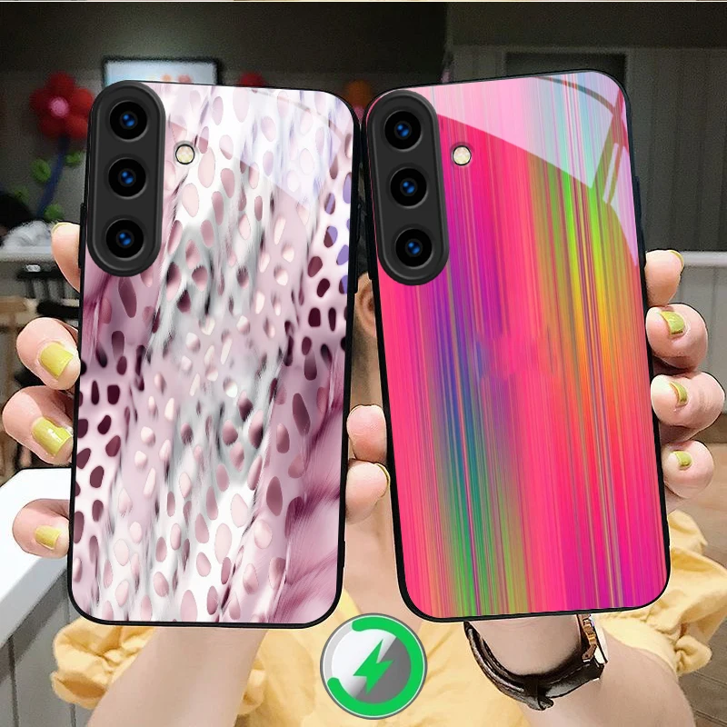 Pink marble texture image Suitable For Samsung Galaxy S25 Ultra S20 FE S21 S22 S23 Plus S24 S26 Edge magnetism Glass Phone Casee