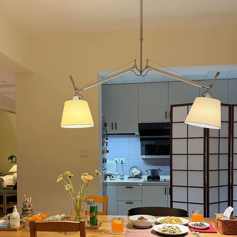 Italian Minimalist Bauhaus Double Headed Rocker Chandelier Adjustable Metal Dining Room Light For Restaurant Medieval Style