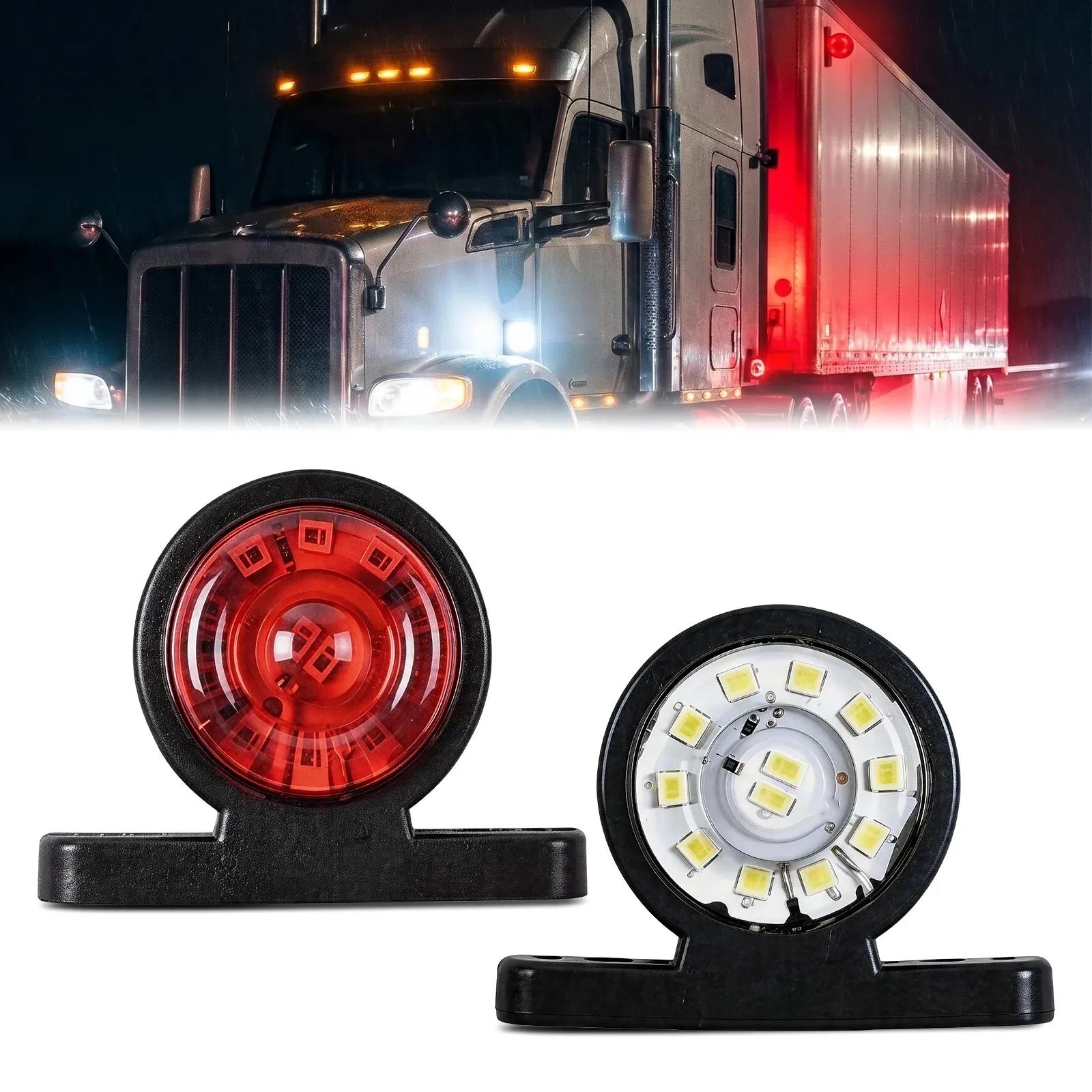 2PCS Outline LED Side Marker Clearance Lamp Truck Trailer Lights 24V Car Position Indicator Side Lights Lorry Caravan Lamp