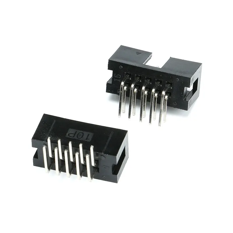 10 Pcs 2.54mm Pitch Dip DC3 10 Pin 2x5 Pin Socket Header Double Row Right Angle Pin Male DC3 Box Header Connector