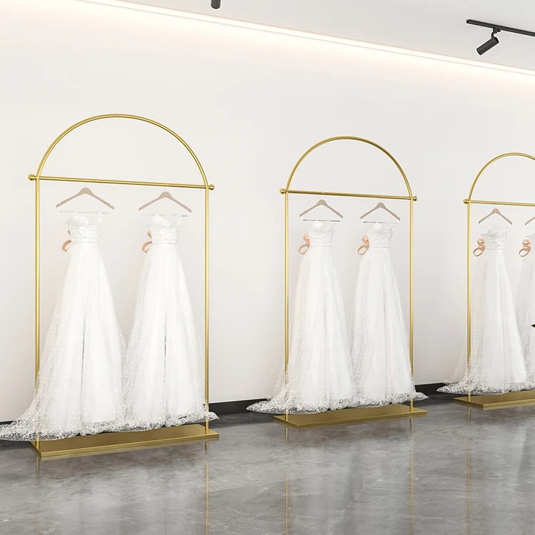 Custom wedding dress and clothing rack, gold all-metal stainless steel display rack, thickened wedding dress rack