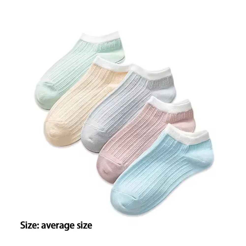 5 pares de nuevos calcetines cortos multicolores calcetines finos transpirables cómodos calcetines tobilleros que absorben la humedad para mujer