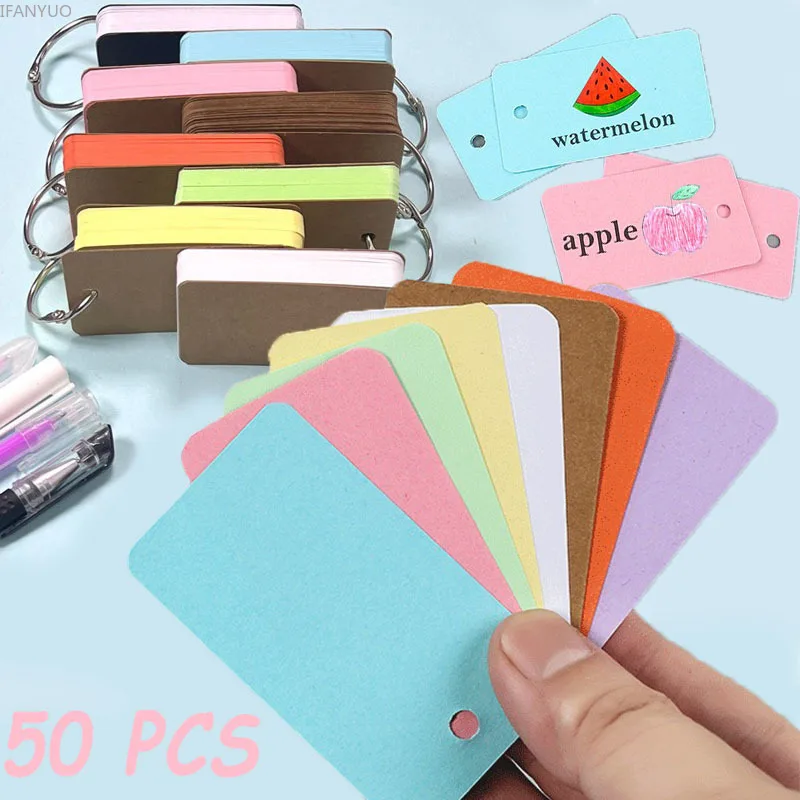 50Pcs Blank Memo Book Loose-Leaf Index Cards Flash Cards Small Revision  Books for Study Office Note Pads Candy Colors Stationery - AliExpress 21