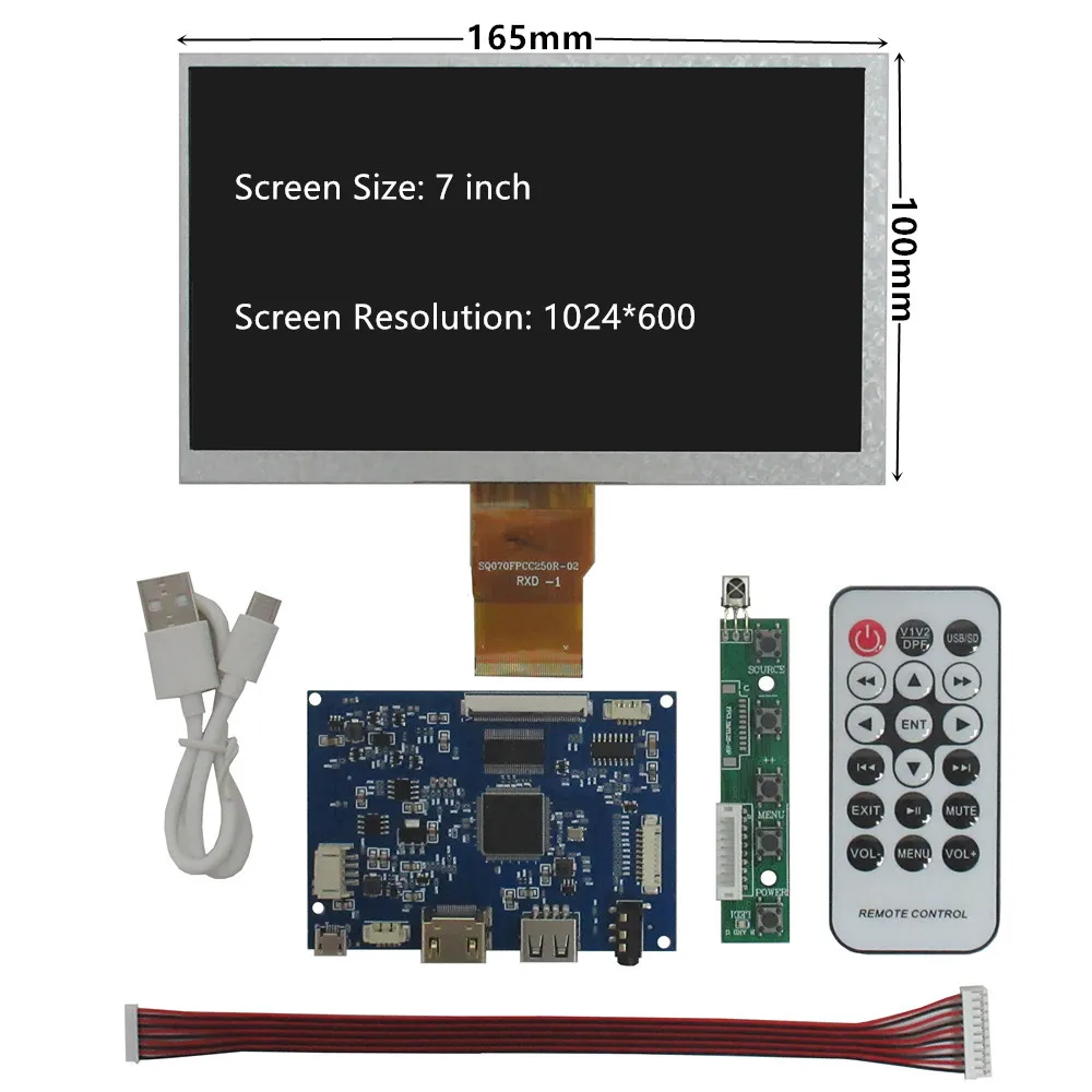 Imagem -02 - Tela Lcd Portátil Display Driver Control Board Multipurpose u Disk Áudio Hdmi Faça Você Mesmo para Raspberry pi pc Monitor 1024x600