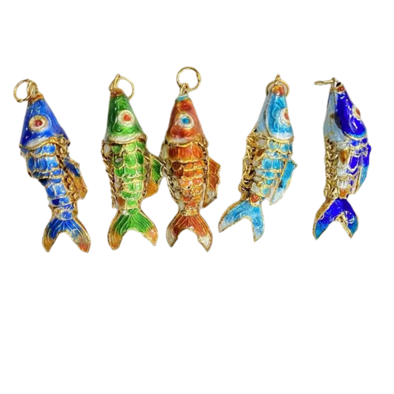 10pcs 5cm Cloisonne Animal Cute Koi Fish Charms DIY Carp Pendant for Jewelry Making Finding Enamel Earrings keychain Accessories