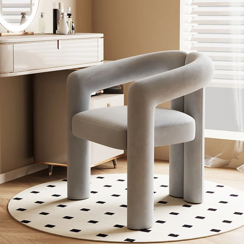 

Formwell Modern makeup chair velvet fabric with metal frame cute stylish dining chair for dining kitchen living room bedroom