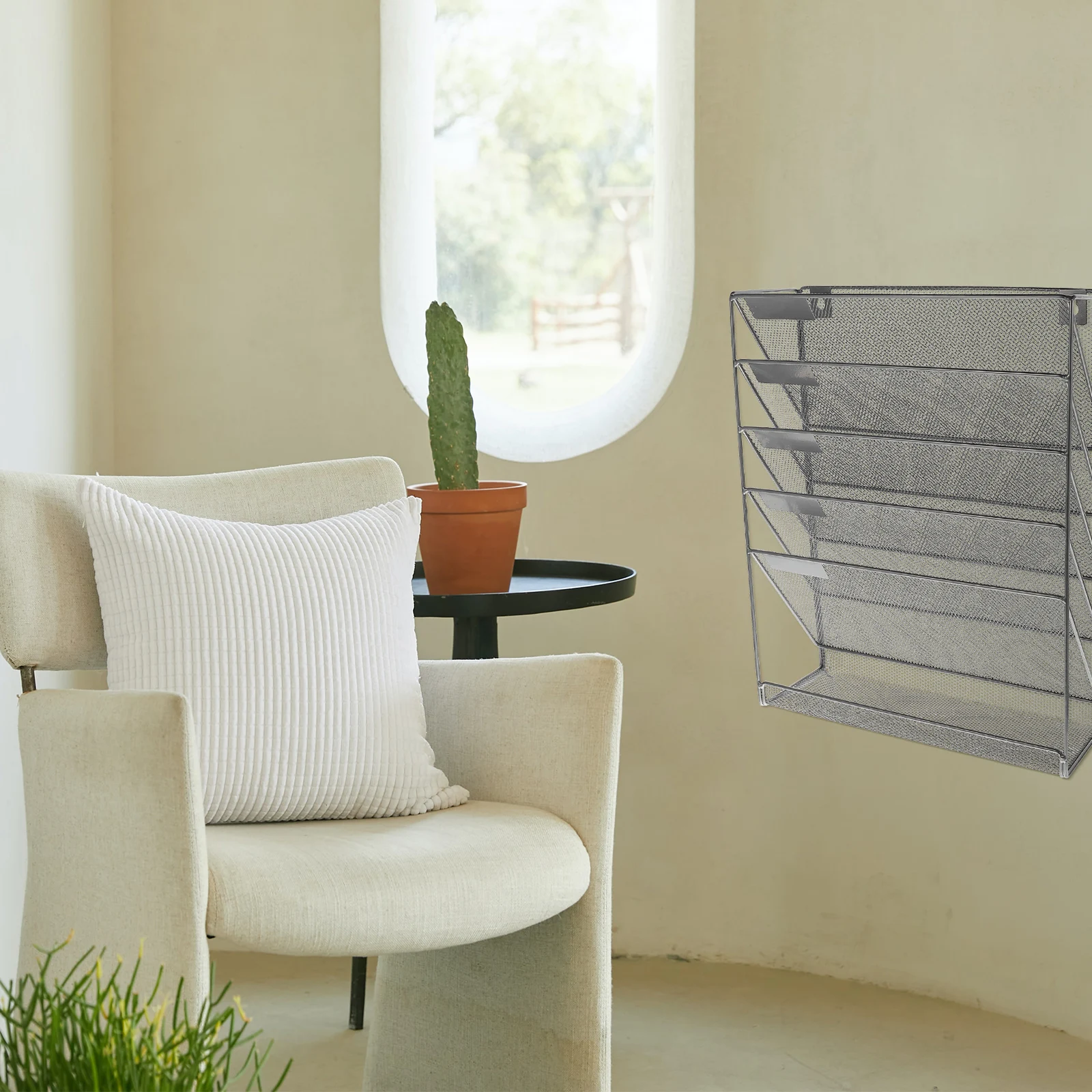 

1pc Wall-Mounted File Rack Office Document Organizer Storage Iron File Holder Multi-Layer Shelf Wall Hanging Organizer Stand