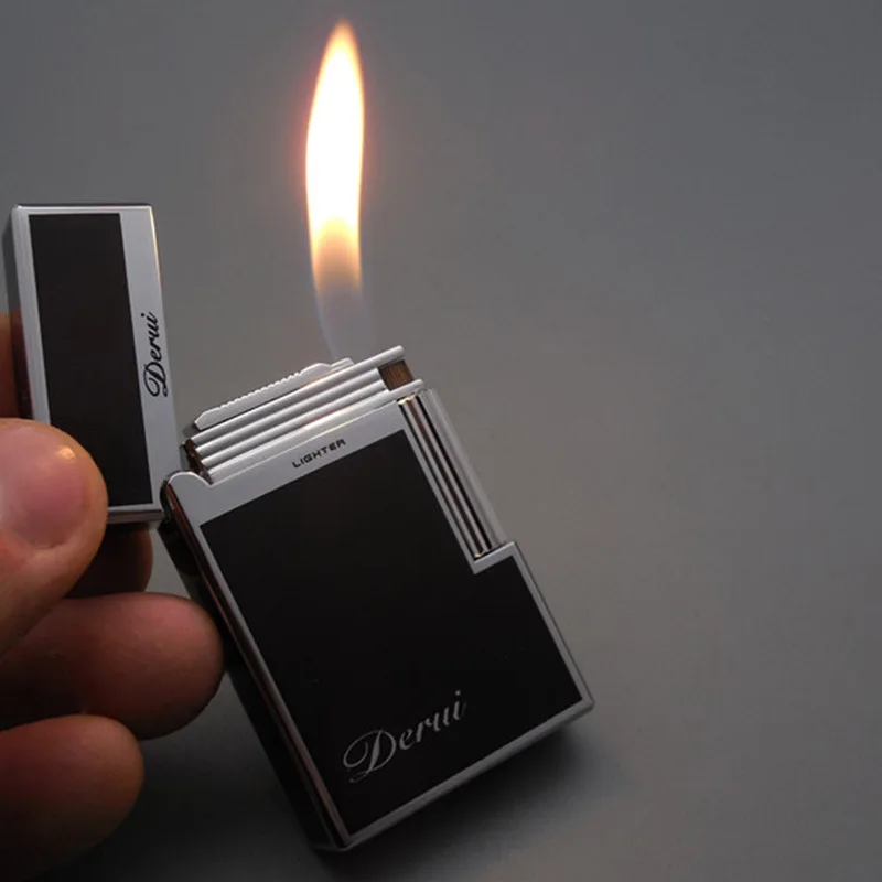 2026 Langsheng Side Pulley Metal Inflatable Lighter, Grinding Wheel, Open Flame, Men's High-end Series Gift, Smoking Accessories