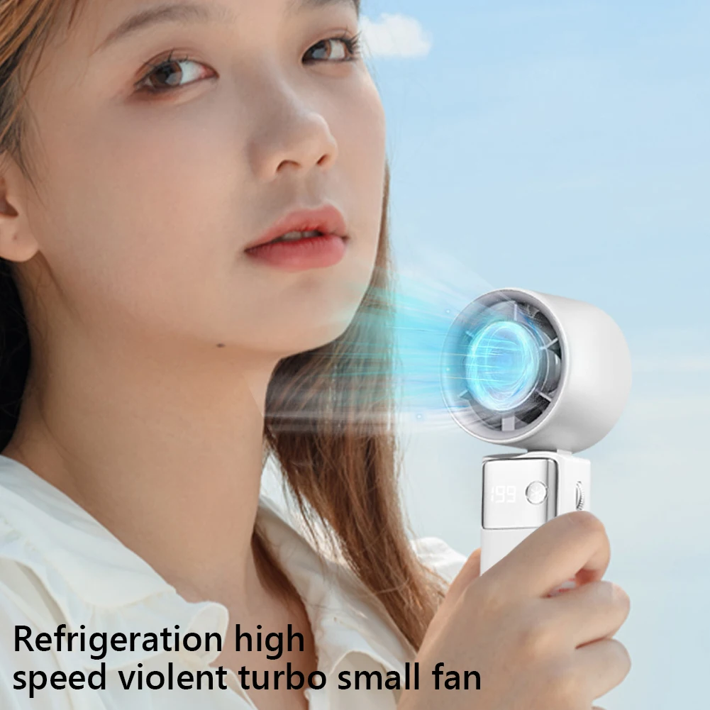 Portable Handheld Fan USB Rechargeable Folding Fan for Outdoor Travel (White)
