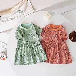 Sanlutoz Cute Animal Summer Baby Dress Holiday Short Sleeve Kids Girls Clothing Casual