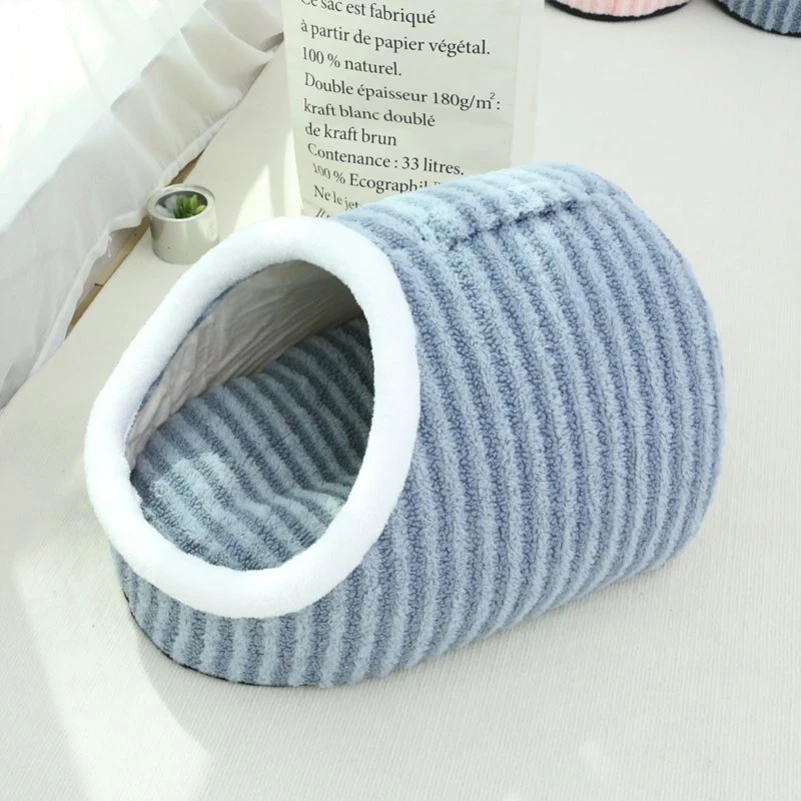 Warm Dog Kennel Bed Cute Cave Shaped Dog Bed Cat Sleep Bag Foldable Washable Pet House for Winter